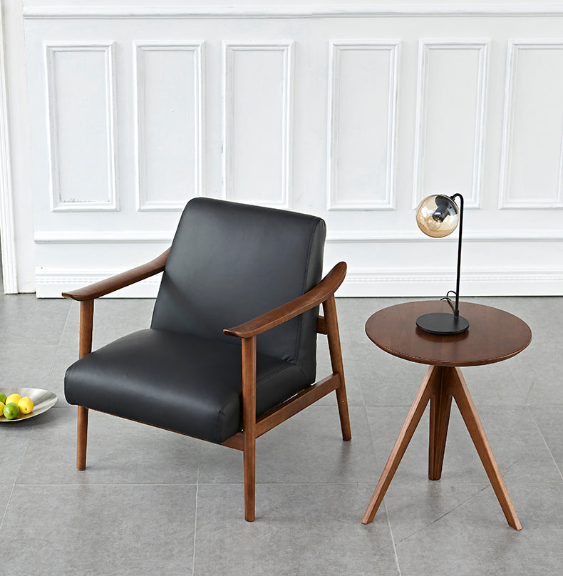 Modern Wood & PU Leather Single Chair for Modern Living Rooms