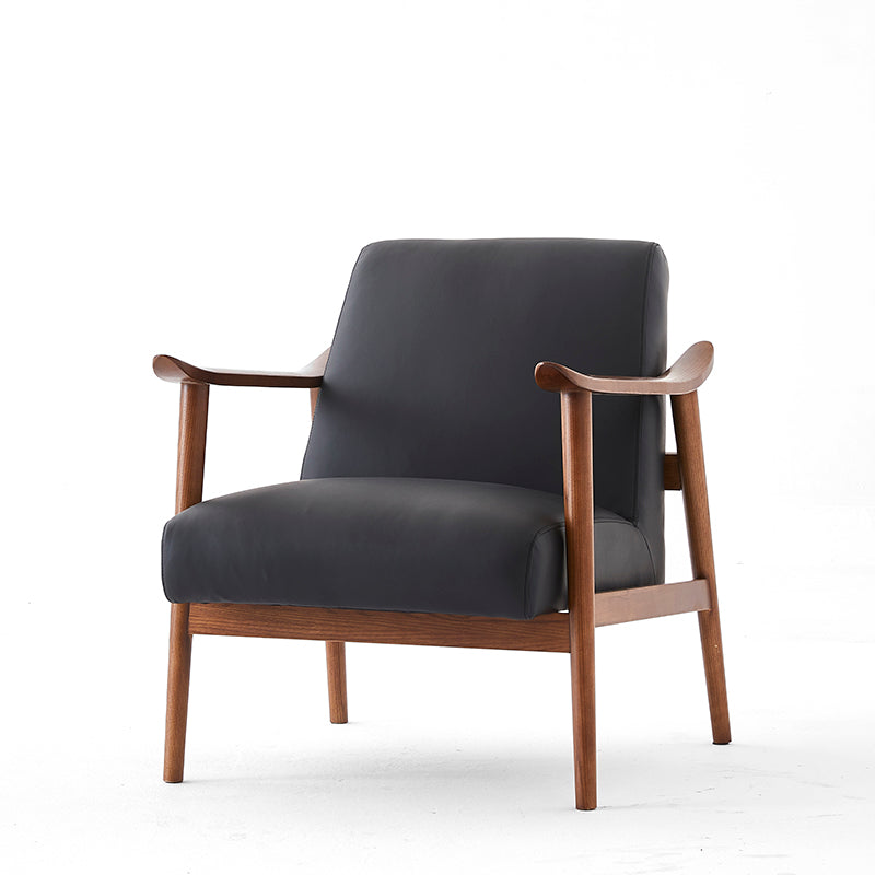 Modern Wood & PU Leather Single Chair for Modern Living Rooms