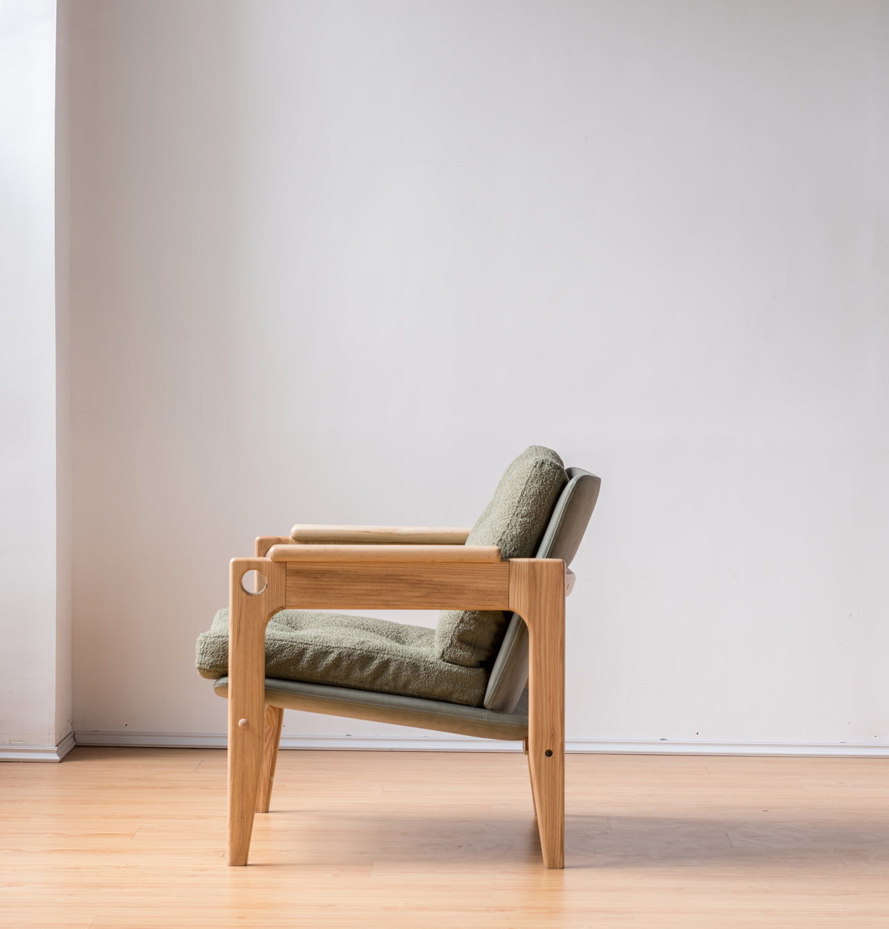 Ash Wood & Fabric Reading Armchair