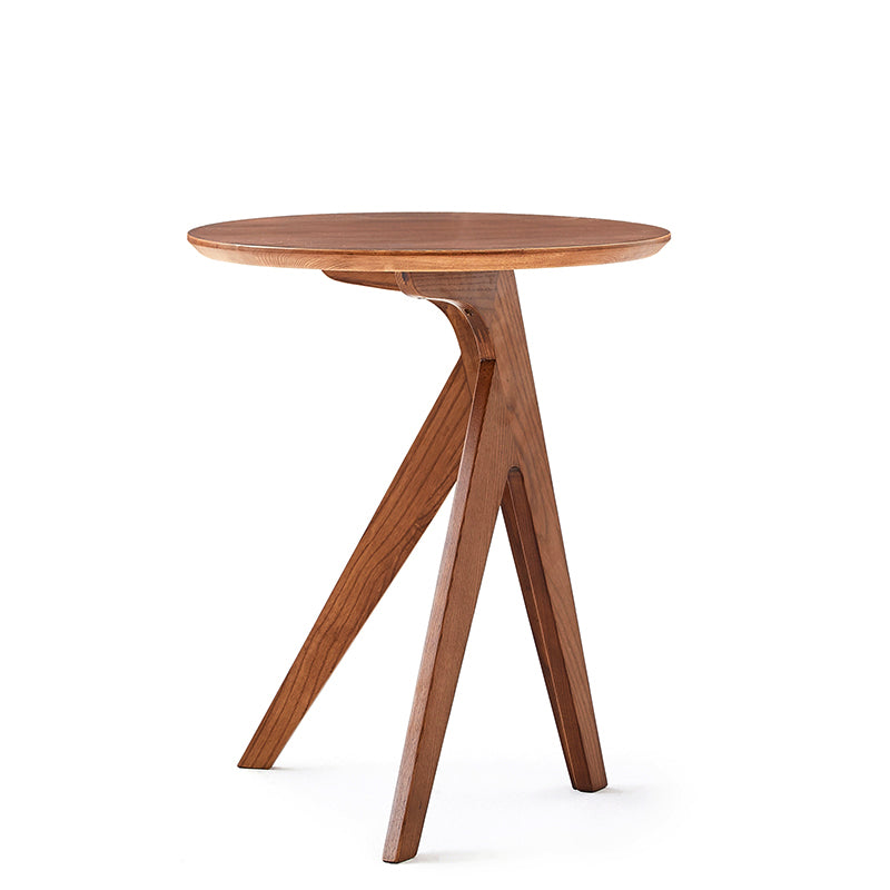 Solid Wood Small Round Coffee Table | Three-Legged Sofa Side Table