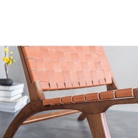 Thumbnail for Natural Tulipa Wooden Chair with Handwoven Leather