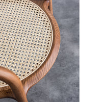 Thumbnail for Round Nordic Wood Armchair with Backrest for Balcony/Courtyard