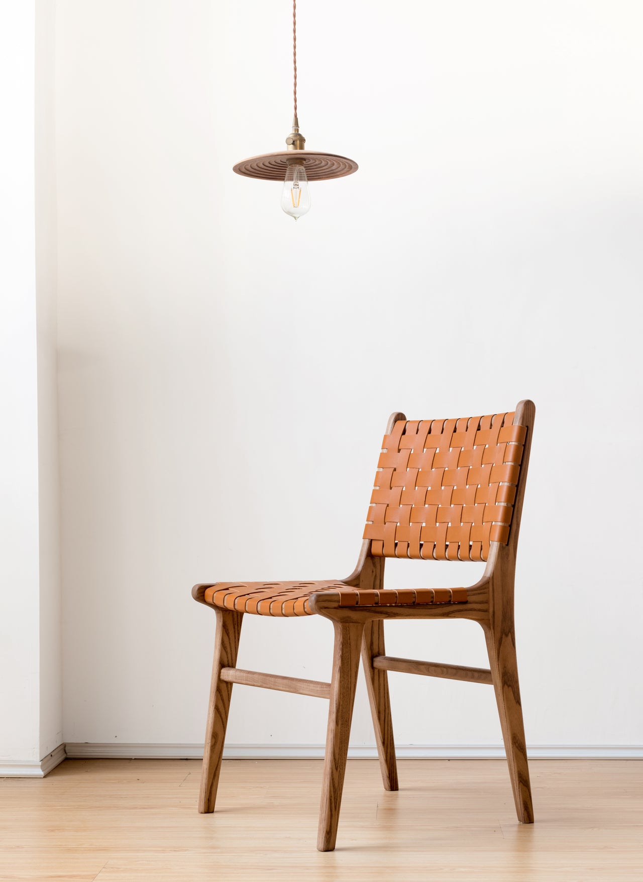 Solid Ash Wood & Leather Dining Chair | Reading Chair for Minimalistic Living