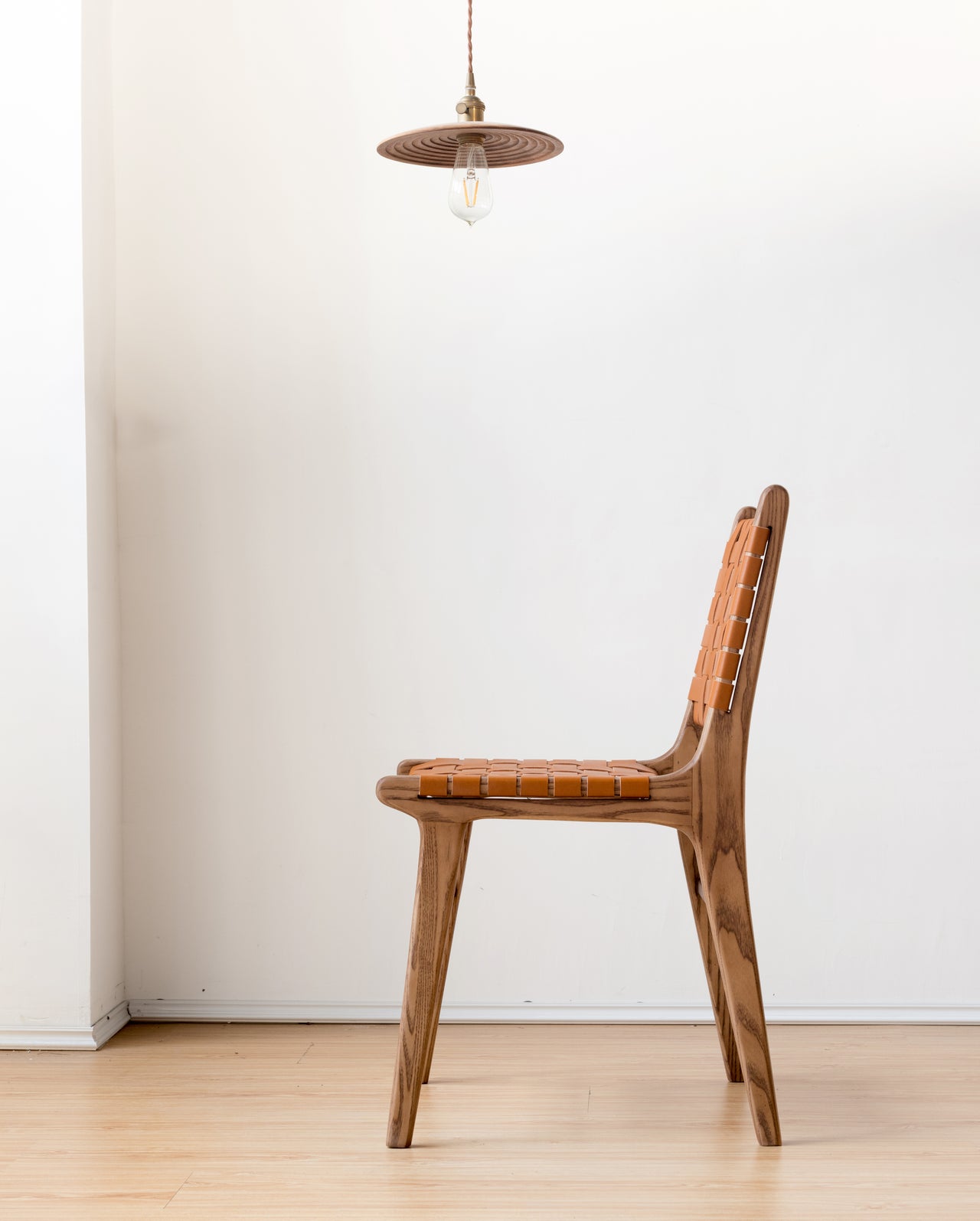 Solid Ash Wood & Leather Dining Chair | Reading Chair for Minimalistic Living