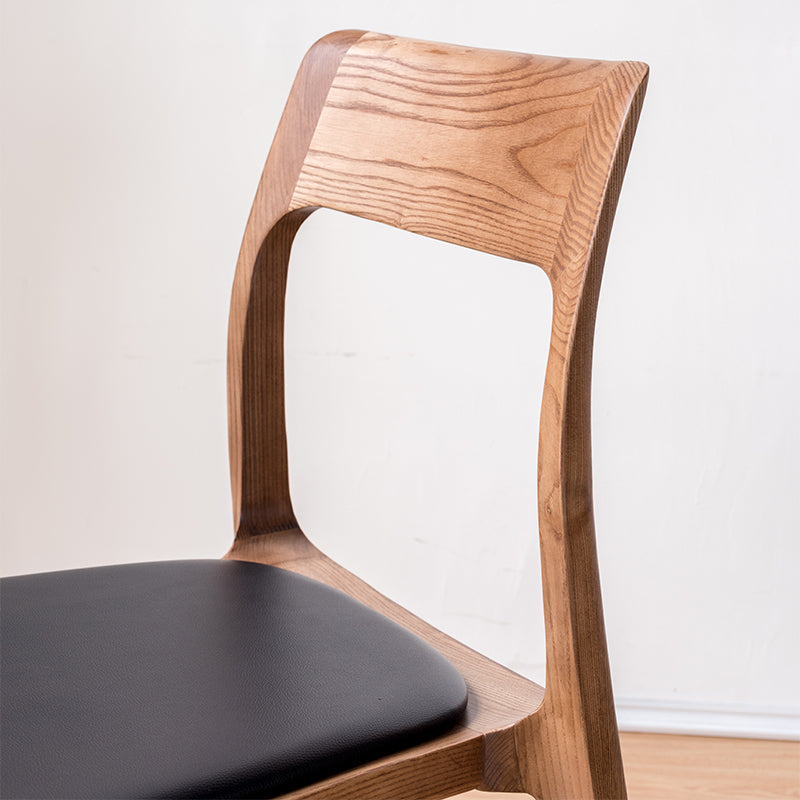 Wooden Cafe Dining Chair with PU Leather Upholstery