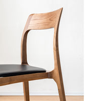 Thumbnail for Wooden Cafe Dining Chair with PU Leather Upholstery